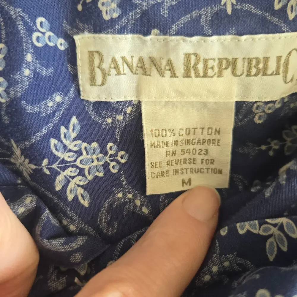 Vintage Banana Republic Floral Printed Shirt Cotton Office Work Men Medium
